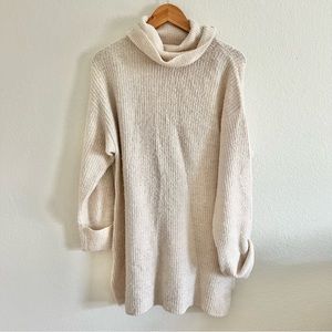 Topshop Cream Ribbed Turtleneck Sweater Dress Sz 6